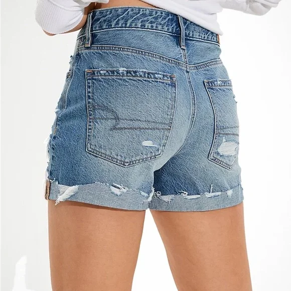 AE Denim Tomgirl Short Size 8 Medium Destroy - Picture 2 of 5